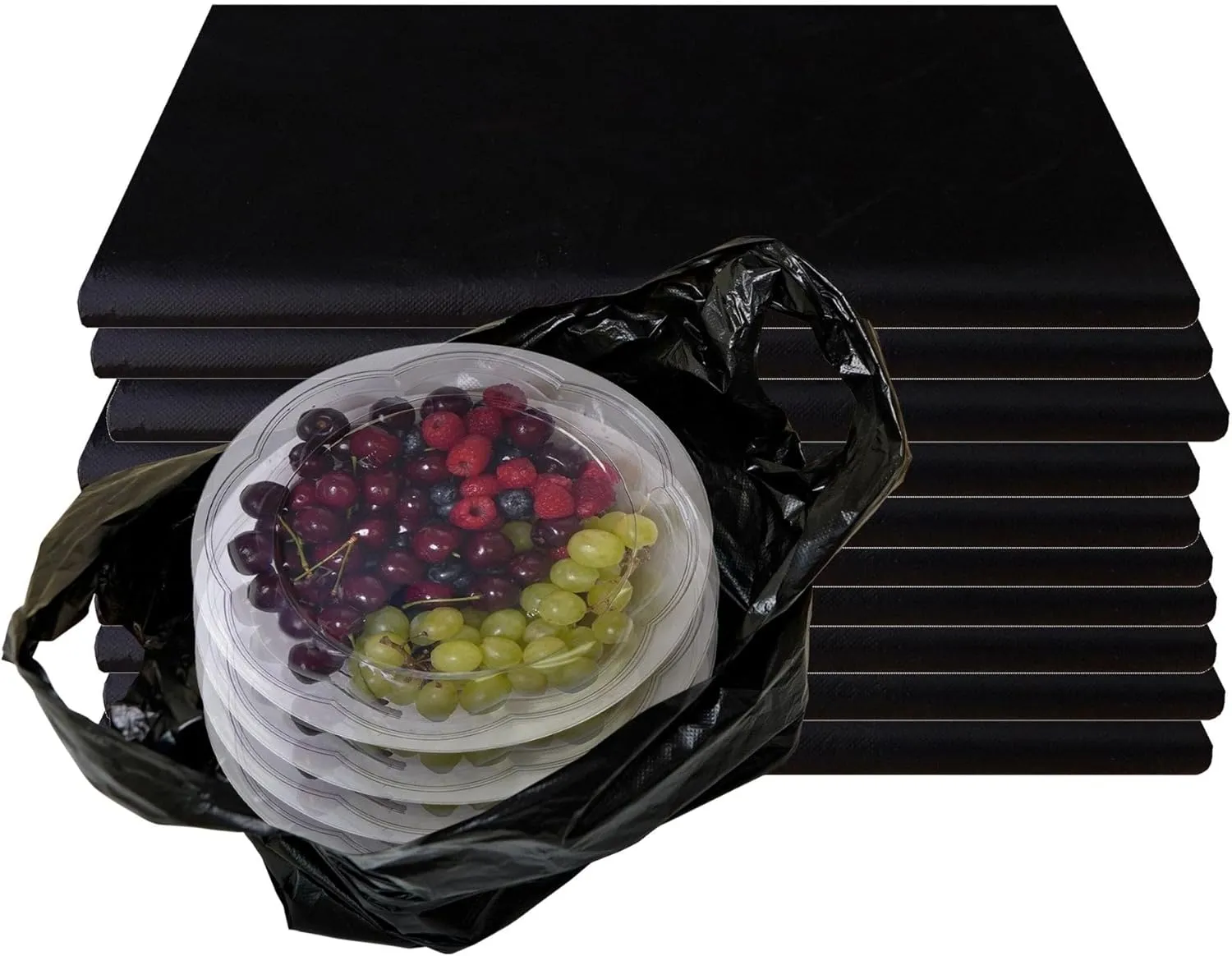 EcoQuality Black T-Shirt Plastic Grocery Bags 1/10, 1500ct, 8x4x16in, 13 Micron, Reusable Carry Out Bags