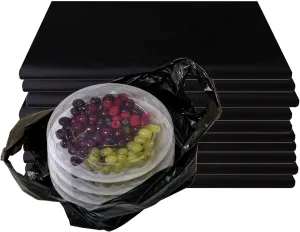EcoQuality Black T-Shirt Plastic Grocery Bags 1/10, 1500ct, 8x4x16in, 13 Micron, Reusable Carry Out Bags