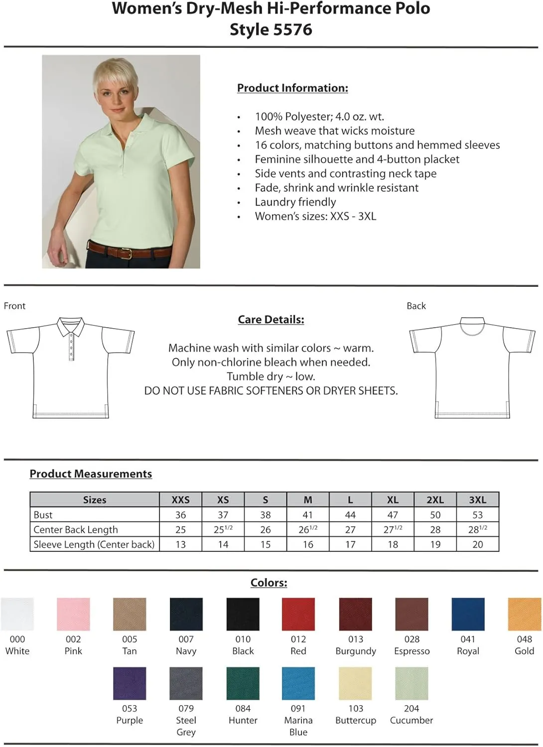 Edwards Garment Women's Dry-Mesh Hi-Performance Polo Shirt