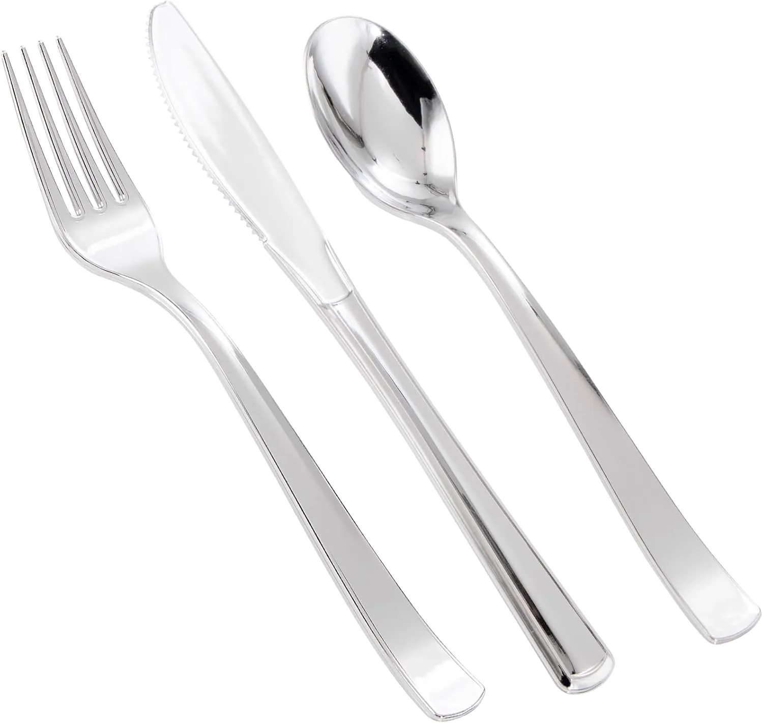 EI 360pcs Silver Plastic Silverware,Plastic Spoons and Forks,Plastic Silverware Heavy Duty,Disposable Plastic Cutlery include 120pcs Plastic Forks,120pcs Plastic Spoons and 120pcs Plastic Knives
