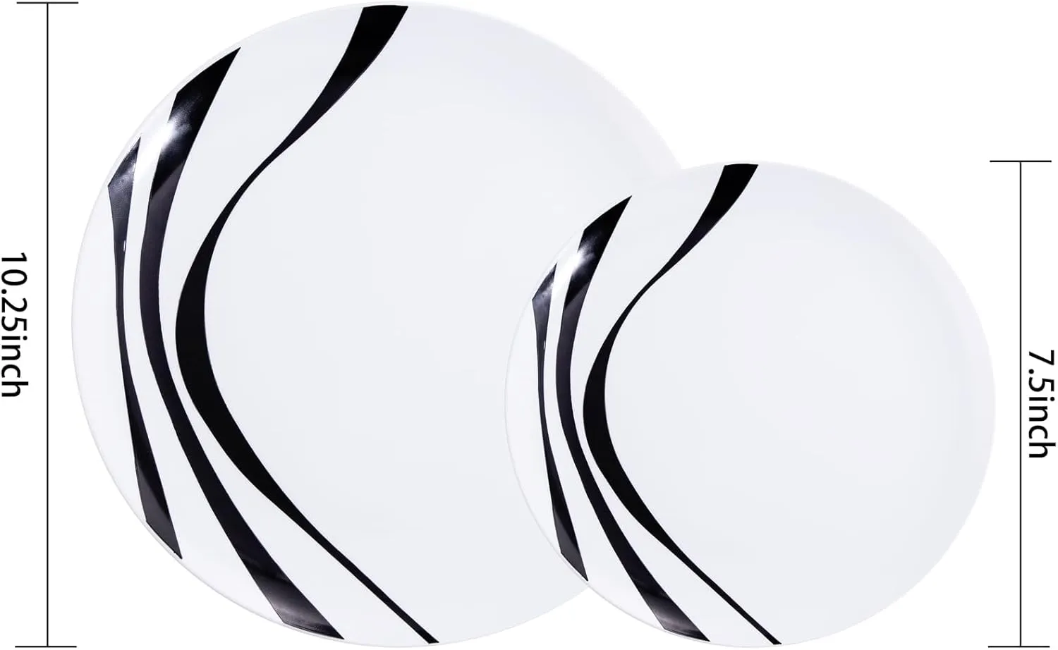 EI 60pcs White and Black Plastic Plates,Plastic Plates for Party,Black Rim Plastic Plates,Plastic Dinner Plates,Dessert Plates Plastic, Disposabe Plates for Party, Birthday, Wedding