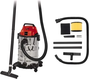 Einhell TC-VC 1930 S wet and dry vacuum cleaner (1,500 W, 30 l rust-proof stainless steel tank, blow connection, incl. plastic suction hose, floor/crevice nozzle, filters)