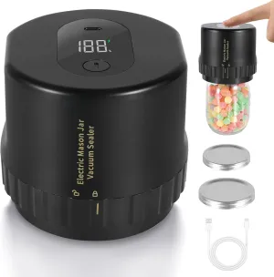 Electric Mason Jar Vacuum Sealer, for Wide-Mouth & Regular-Mouth Mason Jars,Vacuum Sealing Machine for Food Storage（Auto Stop）