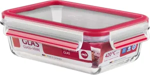Emsa 0.7 Litre Clip & Close Rectangular Fresh Holding Box, Transparent/Red, 35 x 25 x 10 cm