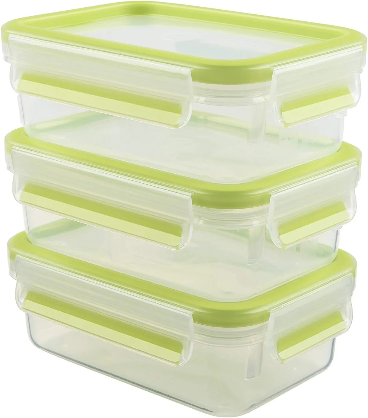 Emsa Clip & Close 515583 Food Storage Container, 0.55 L, Light Green (Pack of 3)
