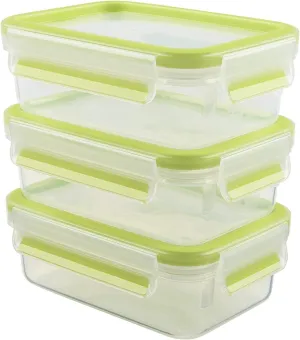 Emsa Clip & Close 515583 Food Storage Container, 0.55 L, Light Green (Pack of 3)
