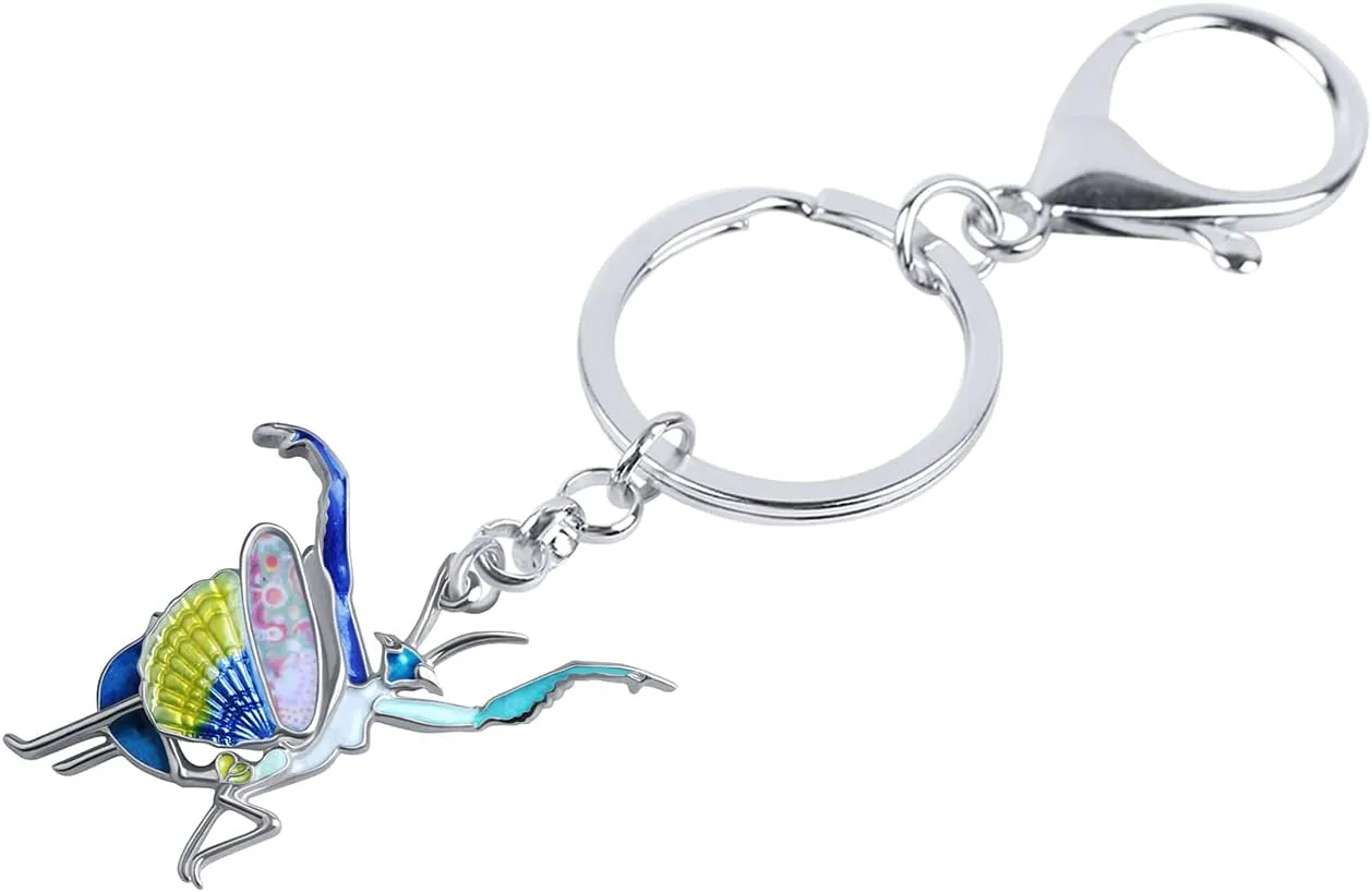 Enamel Alloy Cute 3D Praying Mantis Keychain for Women Girls Novelty Insect Key Ring for Men Key Car Purse Backpack
