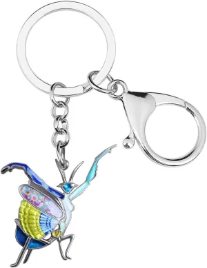 Enamel Alloy Cute 3D Praying Mantis Keychain for Women Girls Novelty Insect Key Ring for Men Key Car Purse Backpack