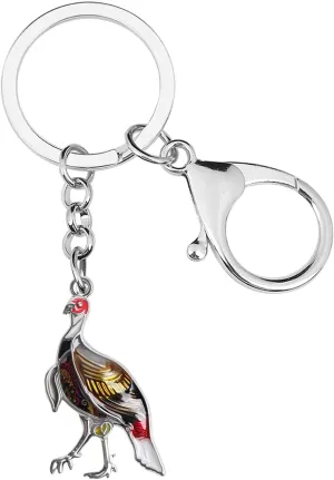 Enamel Alloy Cute Thanksgiving Turkey Keychain Gifts for Women Girls Chicken Key Ring for Key Car Purse Backpack