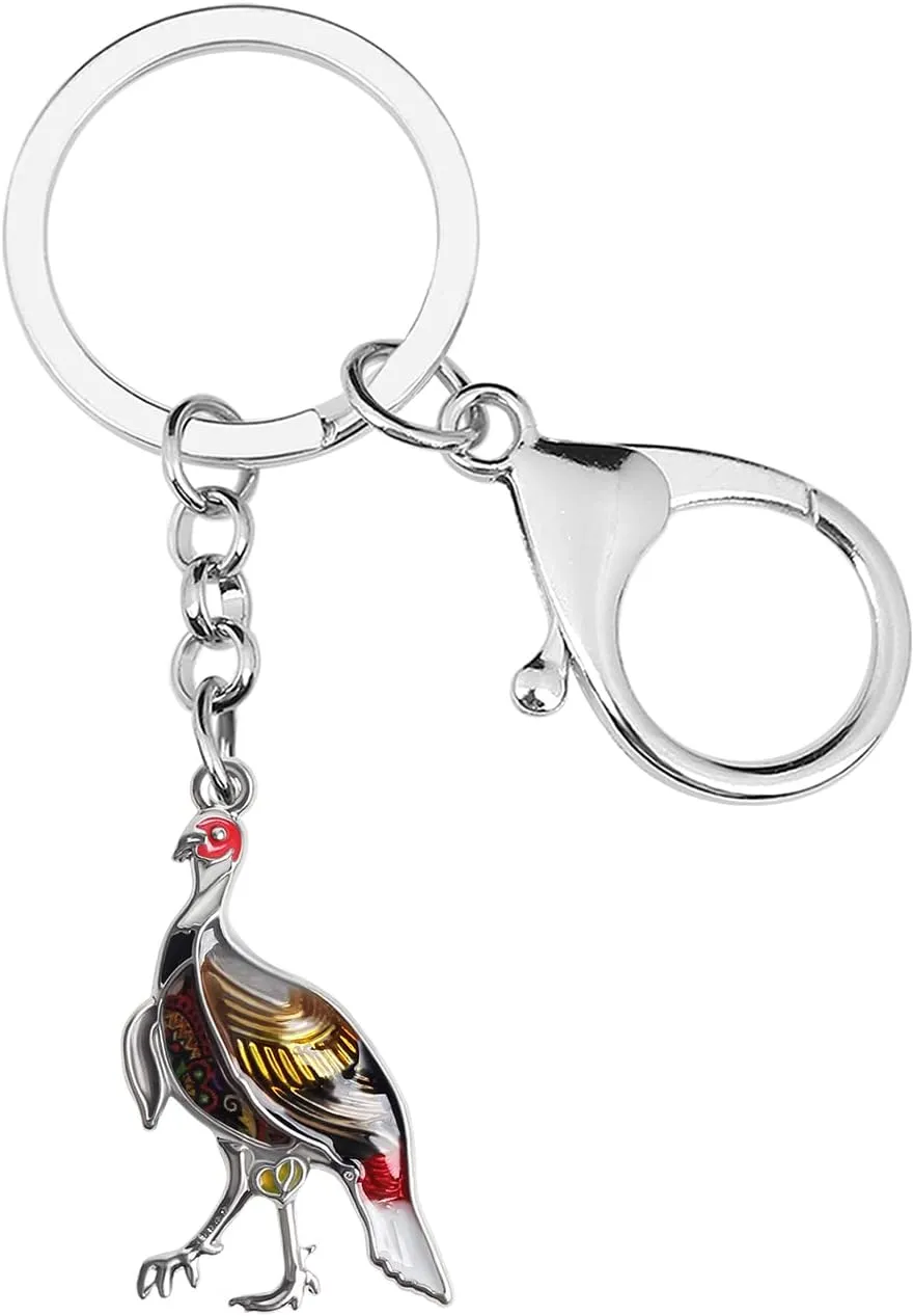 Enamel Alloy Cute Thanksgiving Turkey Keychain Gifts for Women Girls Chicken Key Ring for Key Car Purse Backpack