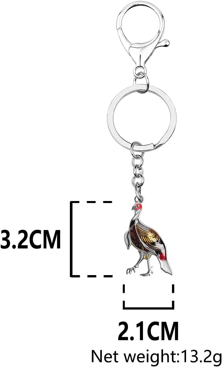 Enamel Alloy Cute Thanksgiving Turkey Keychain Gifts for Women Girls Chicken Key Ring for Key Car Purse Backpack