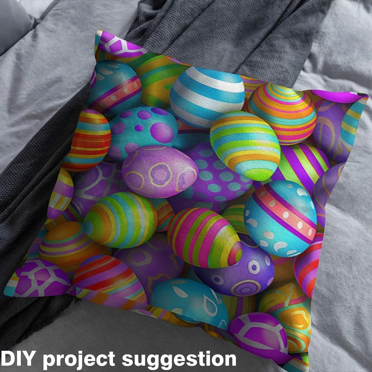 Erosebridal Easter Eggs Fabric by The Yard, Multicolour Eggs Upholstery Fabric, 3D Egg Rolling Decorative Fabric, Spring Season April Holiday New Life Hunt Eggs Indoor Outdoor Fabric, 1 Yard