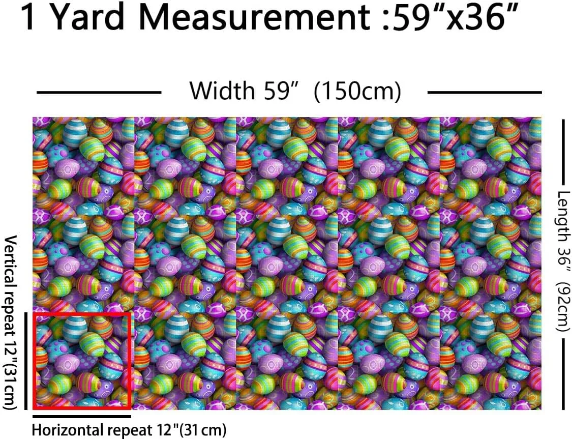 Erosebridal Easter Eggs Fabric by The Yard, Multicolour Eggs Upholstery Fabric, 3D Egg Rolling Decorative Fabric, Spring Season April Holiday New Life Hunt Eggs Indoor Outdoor Fabric, 1 Yard