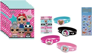Esave LOL Surprise Birthday Party Supplies Favor Bundle Pack includes 8 Plastic Favor Loot Bags and 8 Rubber Bracelets