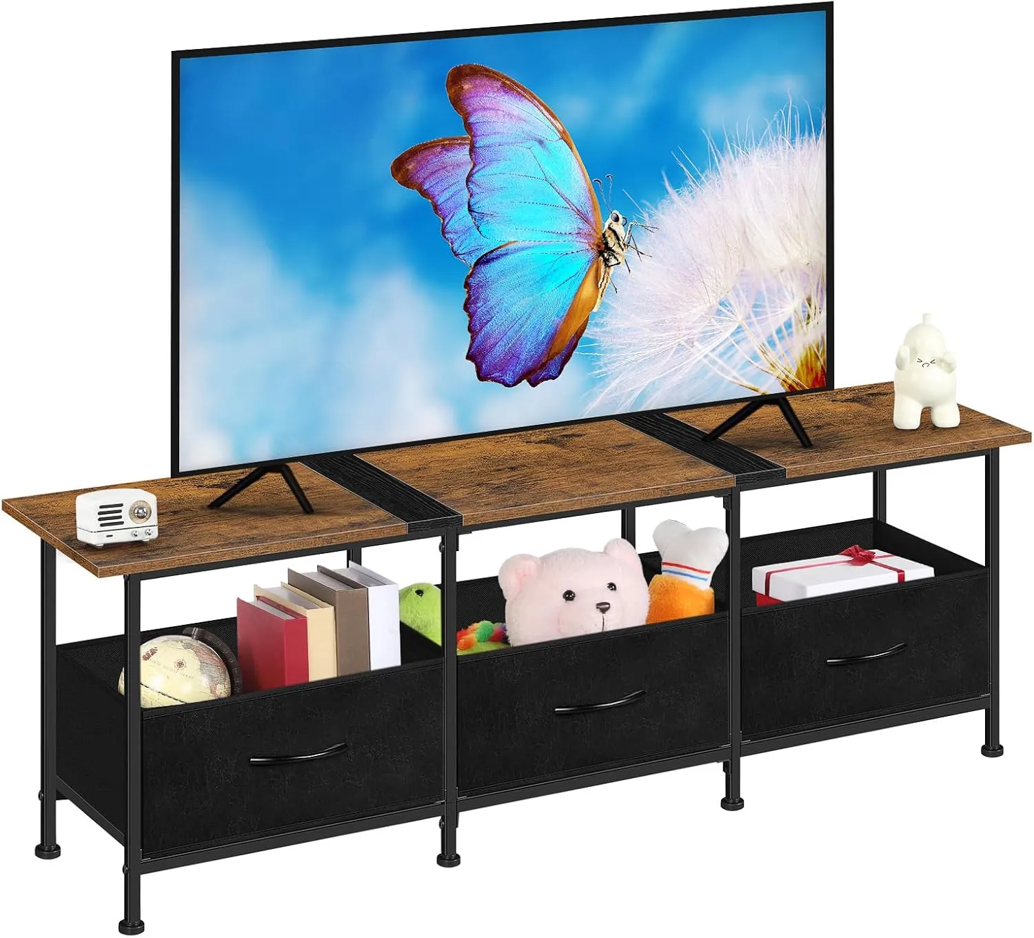 ETELI TV Stands for Living Room Entertainment Center with Fabric Dressers 50/55/60 inch Television Stands Tables TV Cabinet Console Table with Storage for Bedroom
