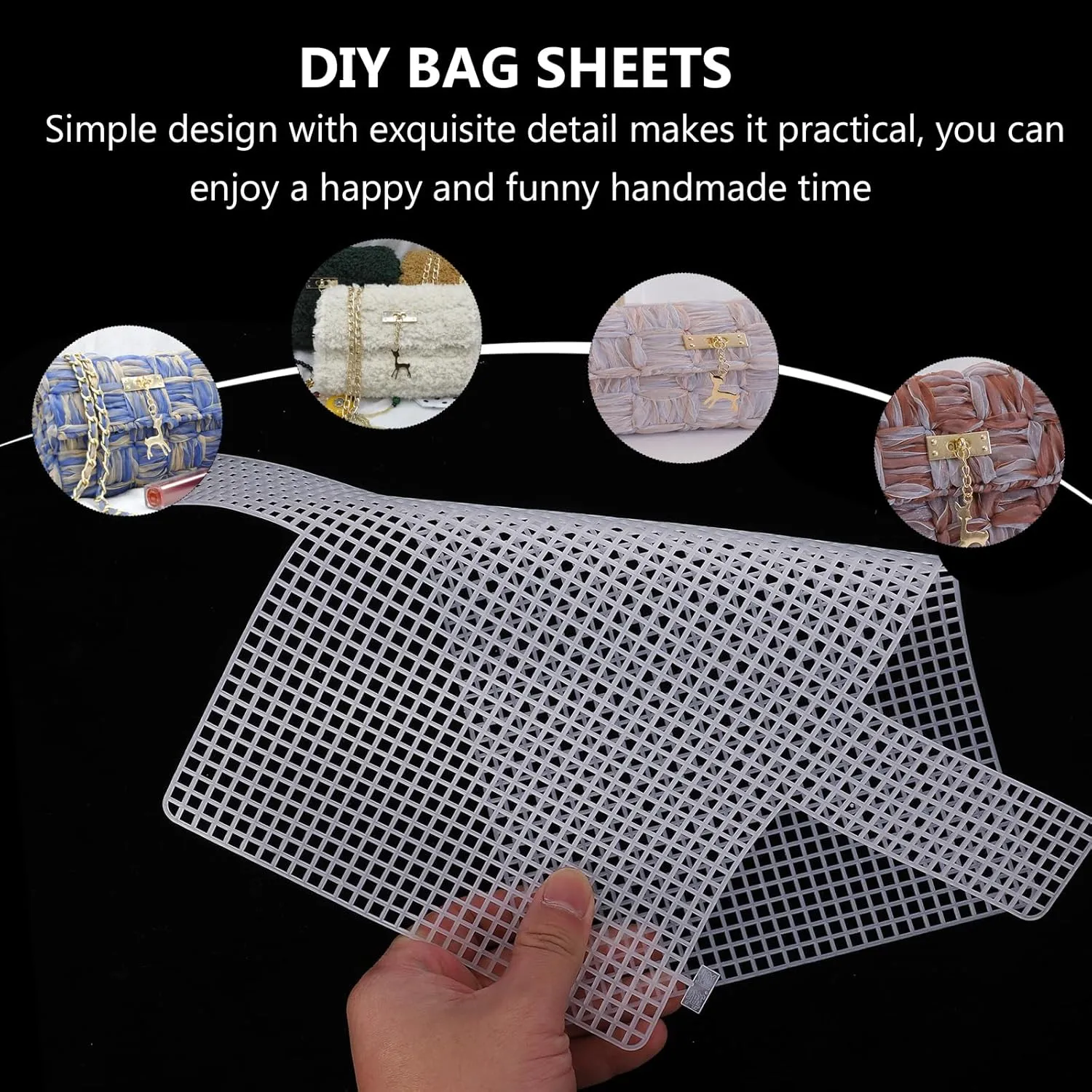 EXCEART 8 pcs Handbag to Weave mesh Canvas Supplies The Cross Accessories Wallet Hook Bag Plastic Grid Panel Plastic Canvas Supplies Canvas Purses Netting Material Plastic Piece Liner
