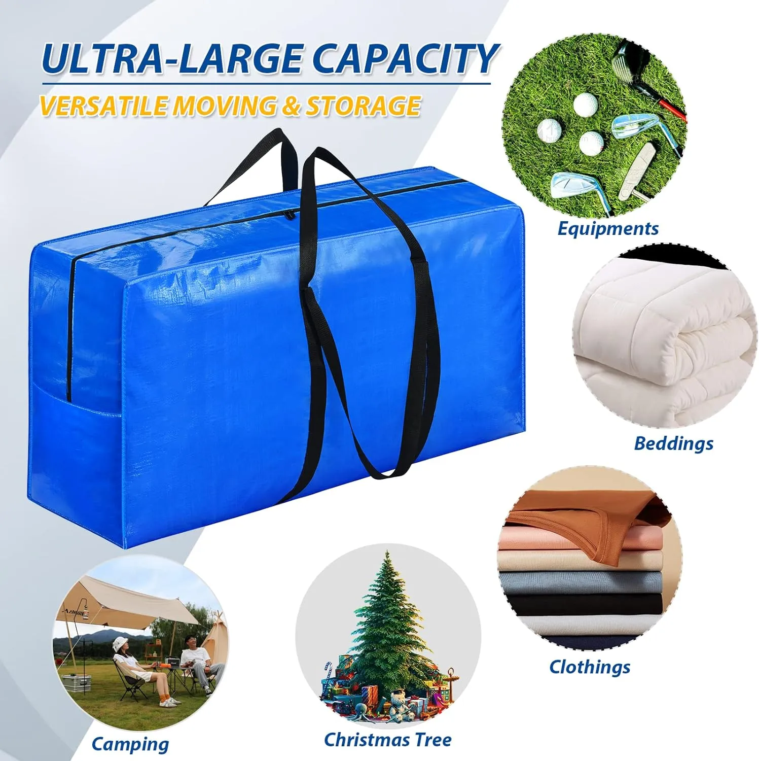 Extra Large Storage Bags, 41 Gallon XXL Jumbo Large Moving Bags Heavy Duty, Storage Totes Moving Boxes Supplies for College, Foldable Duffle Bag for Travel, 38x23x11inch - 2PACK