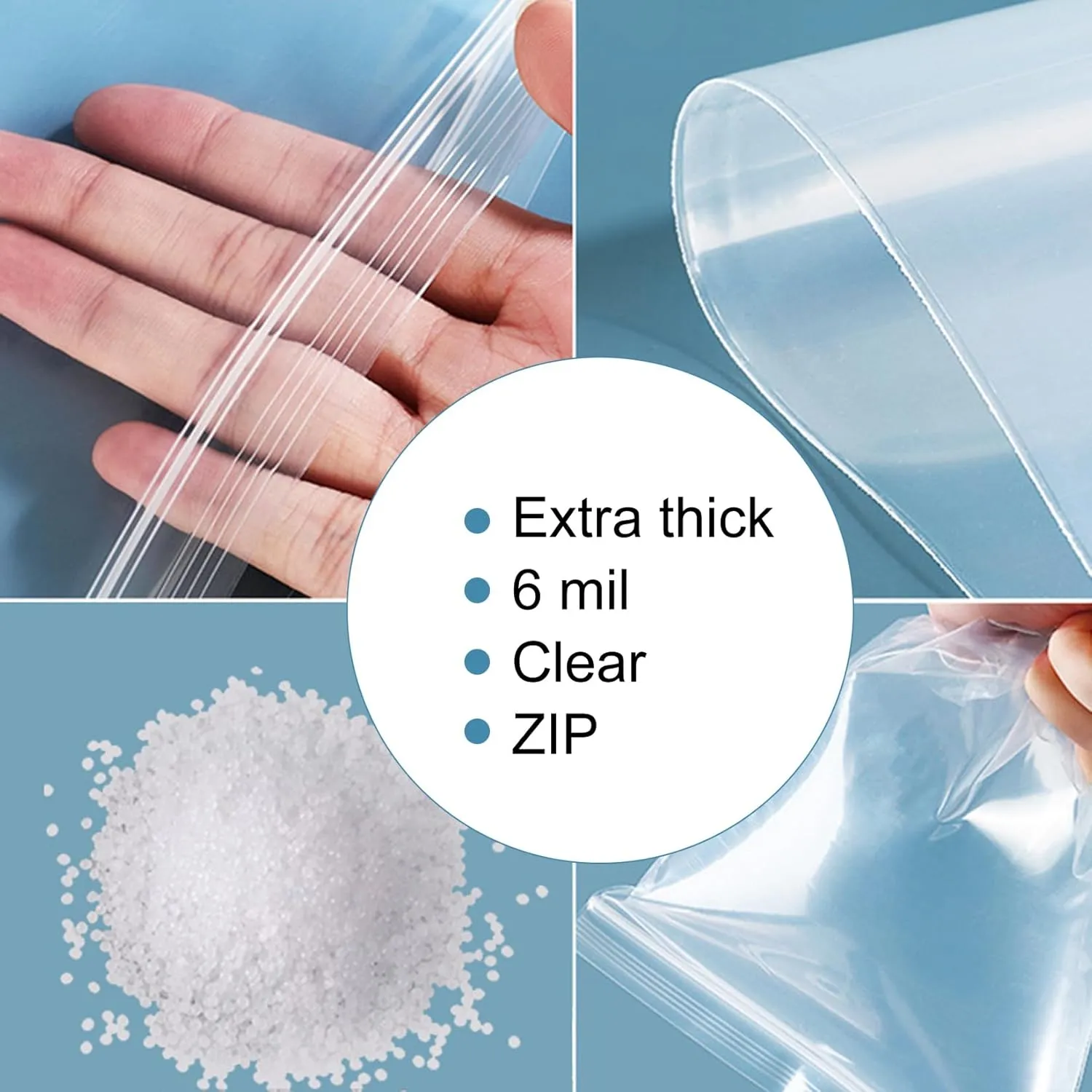 Extra Long Zip Bags 6 x 22 Inch (20-Pack), 6 Mil Clear Narrow Poster Bag, Reclosable Plastic Blueprint Waterproof Tube With Lock Seal for Storage