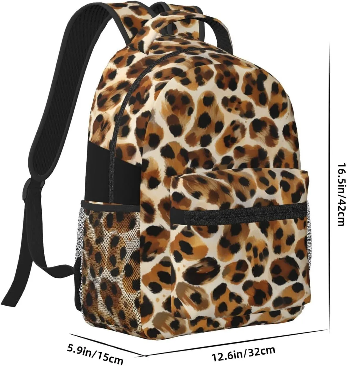 Fashionable Oxford Fabric Commuter Backpack with Multi-Pockets Compatible with Wild Animal Cheetah Leopard Print Rucksack