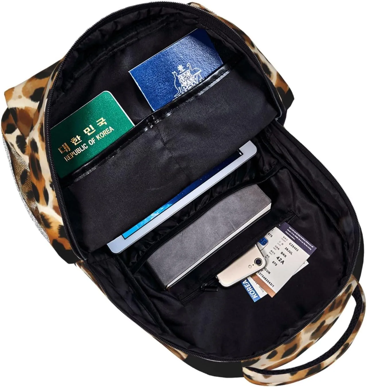 Fashionable Oxford Fabric Commuter Backpack with Multi-Pockets Compatible with Wild Animal Cheetah Leopard Print Rucksack