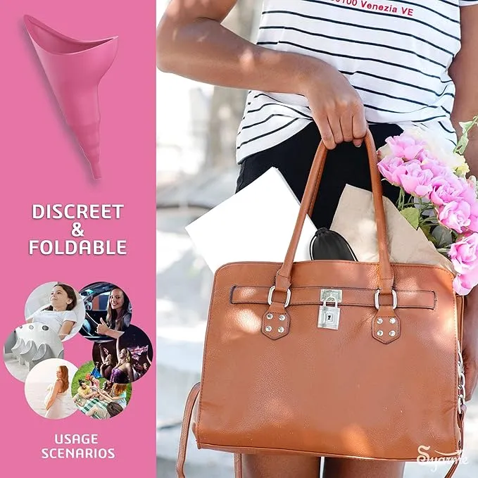 Female Urination Device,Portable Reusable Urinal Funnel with Extension Tube,Small Folding Storage,Suitable for Travel, Festivals, Camping,Traffic Jams,Etc,Includes Waterproof Bag,Waterproof Cup