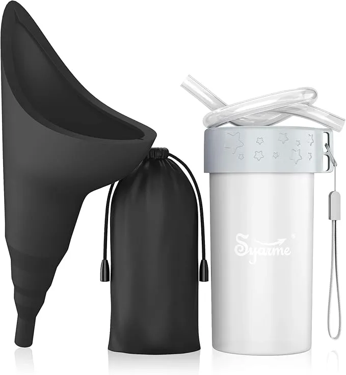 Female Urination Device,Portable Reusable Urinal Funnel with Extension Tube,Small Folding Storage,Suitable for Travel, Festivals, Camping,Traffic Jams,Etc,Includes Waterproof Bag,Waterproof Cup