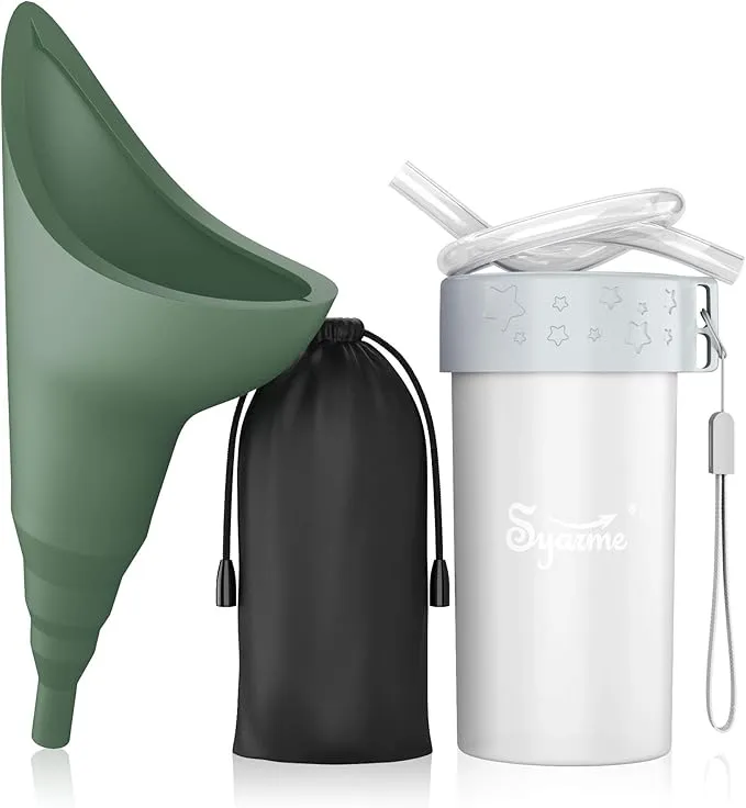 Female Urination Device,Portable Reusable Urinal Funnel with Extension Tube,Small Folding Storage,Suitable for Travel, Festivals, Camping,Traffic Jams,Etc,Includes Waterproof Bag,Waterproof Cup