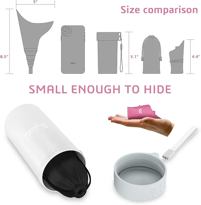 Female Urination Device,Portable Reusable Urinal Funnel with Extension Tube,Small Folding Storage,Suitable for Travel, Festivals, Camping,Traffic Jams,Etc,Includes Waterproof Bag,Waterproof Cup