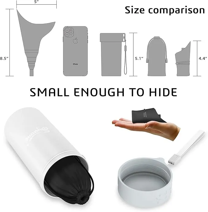 Female Urination Device,Portable Reusable Urinal Funnel with Extension Tube,Small Folding Storage,Suitable for Travel, Festivals, Camping,Traffic Jams,Etc,Includes Waterproof Bag,Waterproof Cup