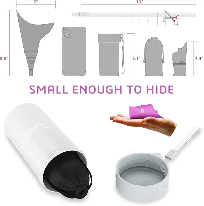 Female Urination Device,Portable Reusable Urinal Funnel with Extension Tube,Small Folding Storage,Suitable for Travel, Festivals, Camping,Traffic Jams,Etc,Includes Waterproof Bag,Waterproof Cup
