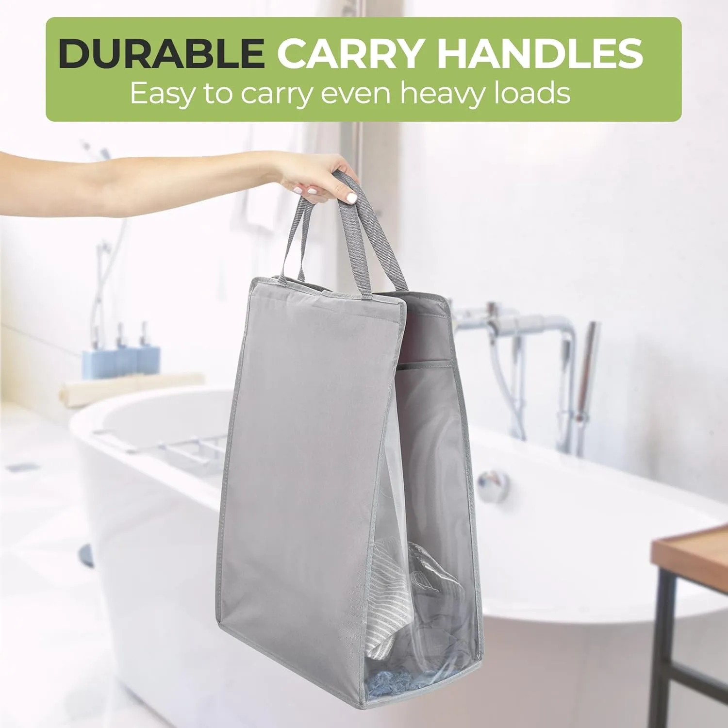 FENTEC Fentec Hanging Laundry Hamper, Hanging Laundry Basket, Slim Laundry Hamper Bag with Handles, Portable Hanging Closet Hamper, Mesh Heavy Duty Hanging Laundry Bag (Grey,1 Pack)