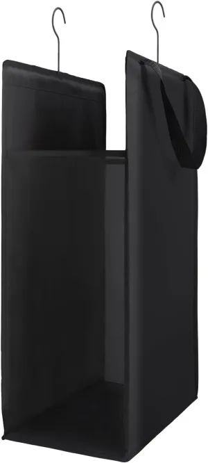 Fentec Hanging Laundry Hamper, Hanging Laundry Basket, Slim Laundry Hamper Bag with Handles, Portable Hanging Closet Hamper, Mesh Heavy Duty Hanging Laundry Bag (Black,1 Pack)