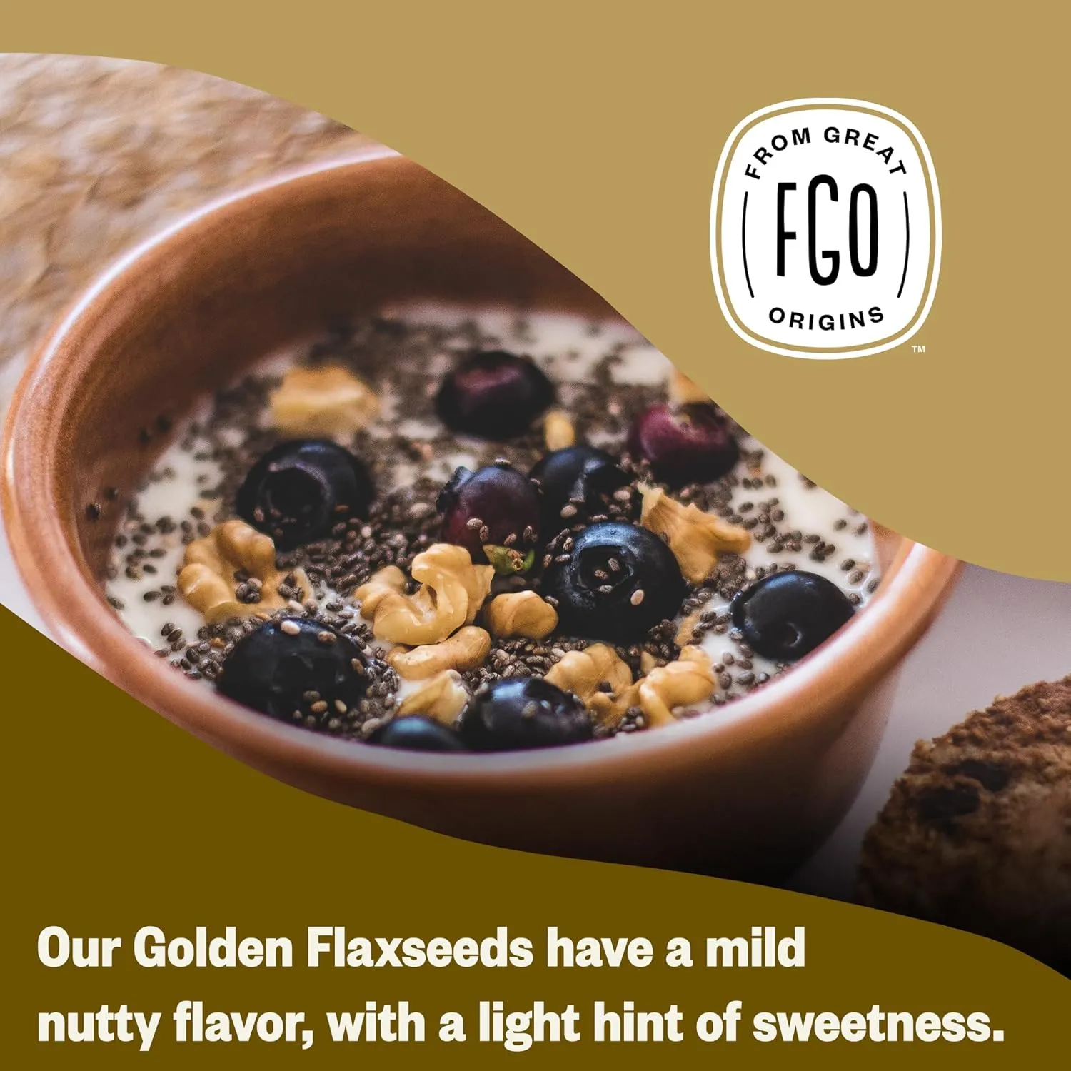 FGO Organic Whole Golden Flax Seeds, 2 Pound / 32oz Bulk Resealable Pouch, For Baking, Cooking & Smoothies, Sproutable, Grown in USA & Canada (Pack of 1)