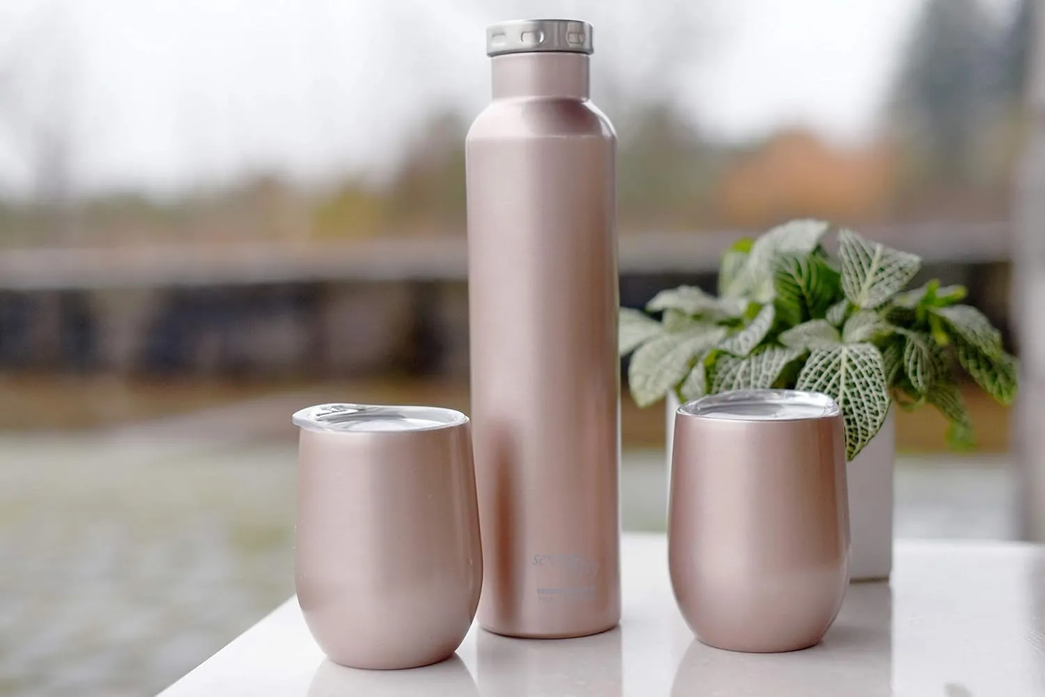 FIFTY/FIFTY Wine Growler Water Bottle, Narrow Mouth, Seven Fifty, 750ml/25 oz, Pearl White