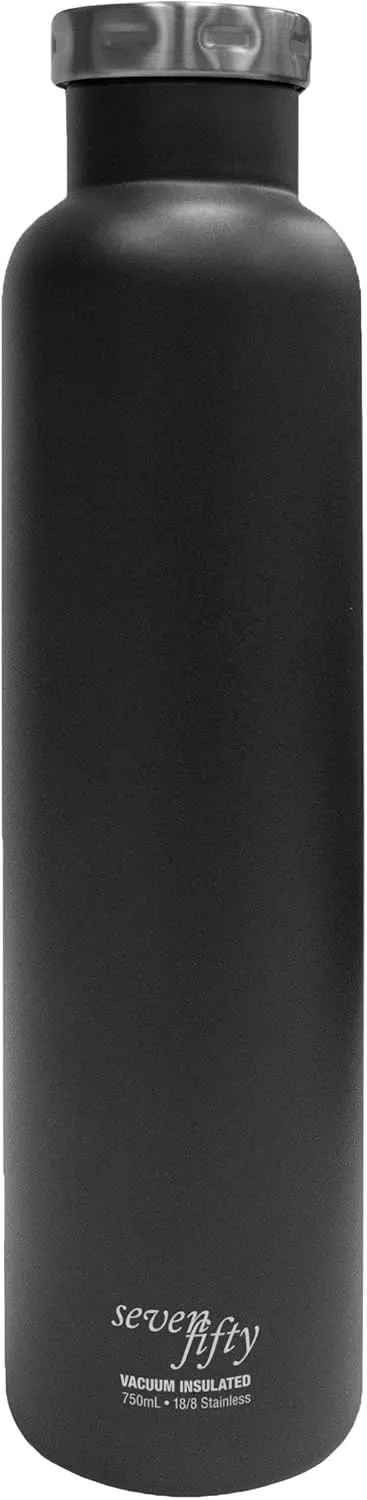 Fifty/Fifty Wine Growler Water Bottle, Narrow Mouth, Seven Fifty, 750ml/25 oz, Pinot Noir Black