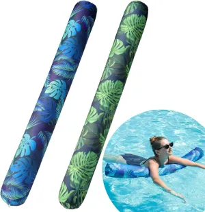 FindUWill Inflatable Swim Pool Noodles, 2 Pack Soft Fabric Covered Large Swim Noodles, Premium Buoyancy for Swimming Floating, Pool Floats Toys for Adults Pool Accessories