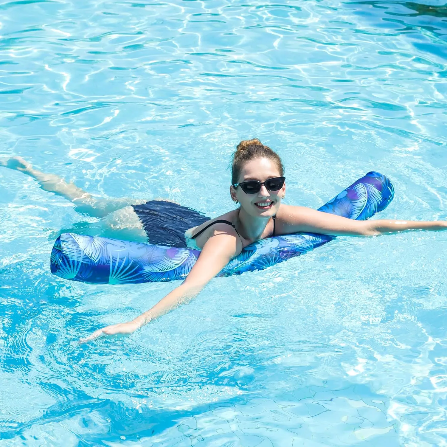 FindUWill Inflatable Swim Pool Noodles, 2 Pack Soft Fabric Covered Large Swim Noodles, Premium Buoyancy for Swimming Floating, Pool Floats Toys for Adults Pool Accessories