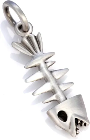'Fishbones' Satin Silver Finished Pendant (E58)