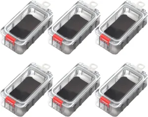Fishing Lures Baits Organizer Tackle Storage Box Night Glow Transparent ABS Material Rainproof Seal with Magnetic Stickers for Anglers and Fishing Enthusiasts (6Pcs)