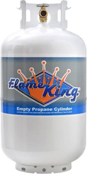 Flame King YSN-301 30 Pound Steel Propane Tank Cylinder with Type 1 Overflow Protection Device Valve DOT and TC Compliant, White