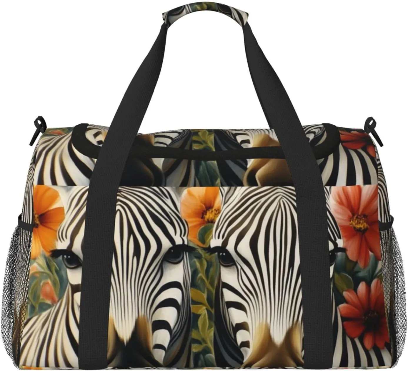 Flower Zebra Animal Travel Duffel Bag Tote Bag Sports Gym Bag For Women And Men
