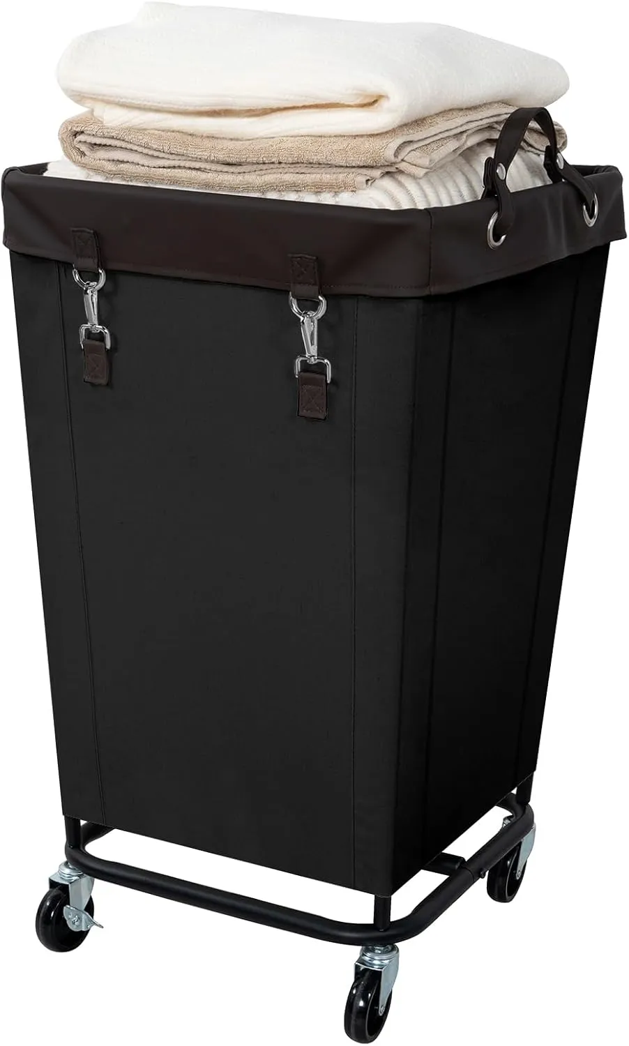 FLYBOX Laundry Hamper with Rolling Wheels, 160L Clothes Large Basket Laundry with Removable Canvas Waterproof Laundry Bag, Dirty Cloth Hamper for Home, Closet, Dorm, Bathroom, Laundry Room, Black