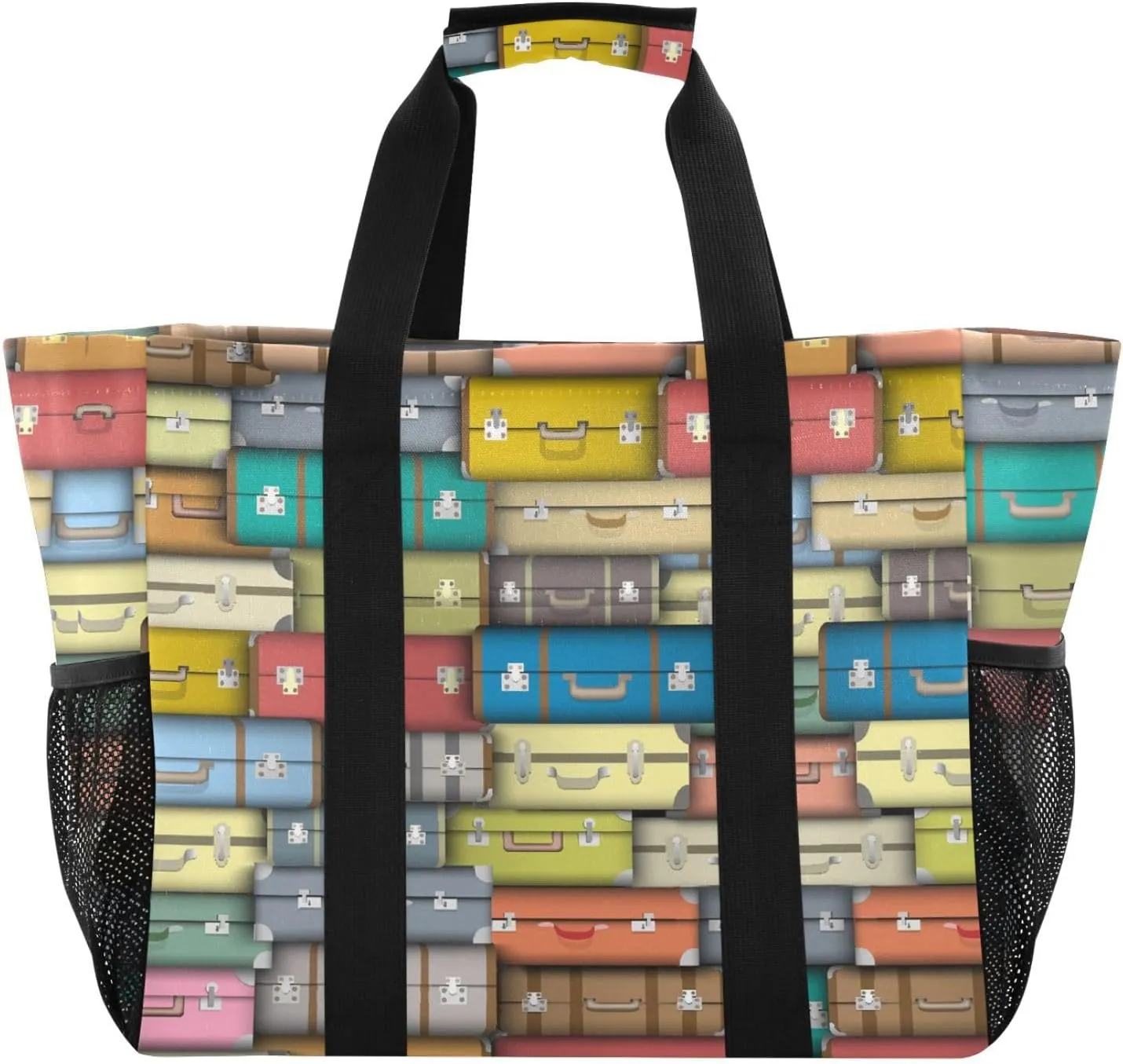 Foldable Grocery Reusable Tote Grocery Bag, Travel Canvas Shoulder Bags, Large Casual Laundry Pool Beach Bag