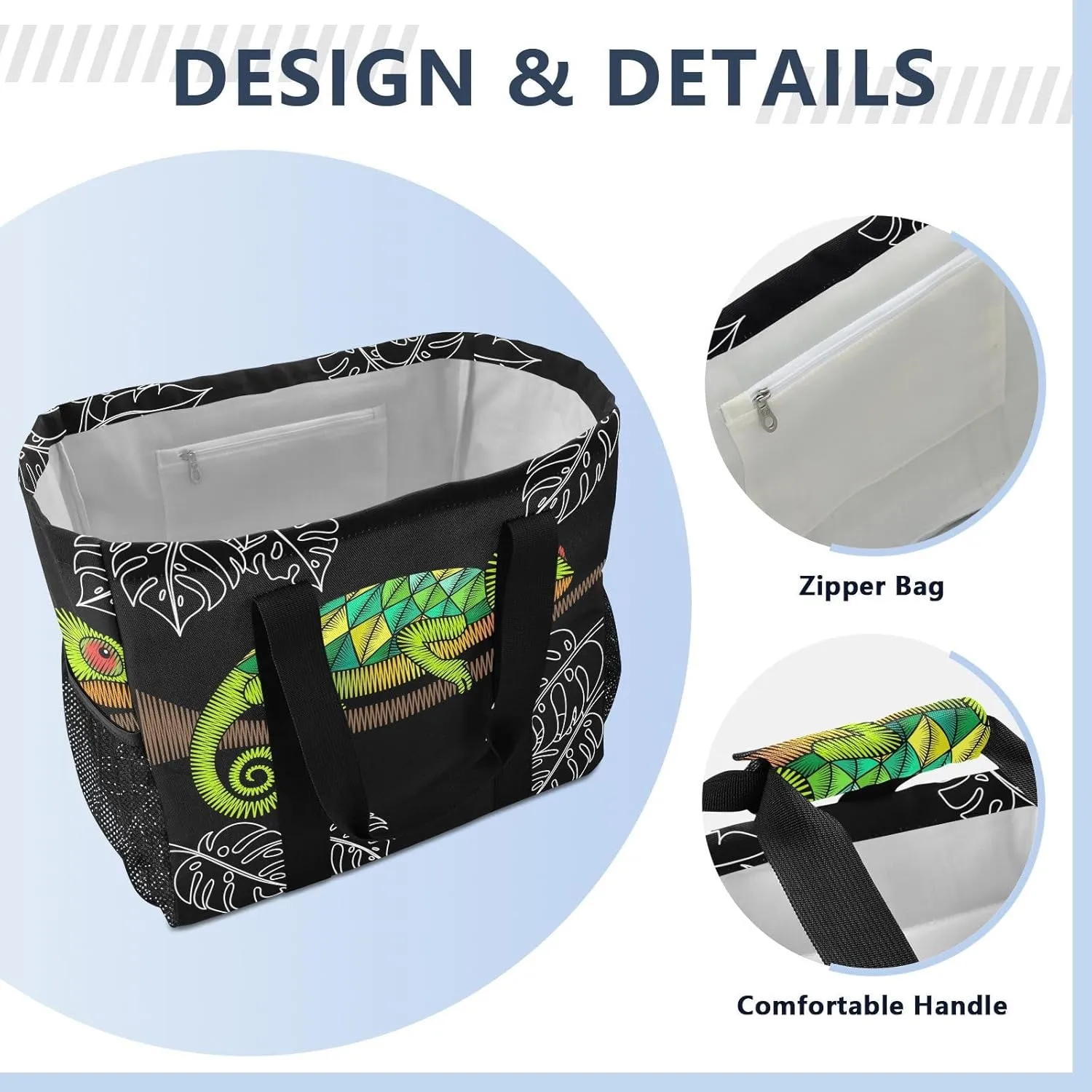 Foldable Grocery Reusable Tote Grocery Bag, Travel Canvas Shoulder Bags, Large Casual Laundry Pool Beach Bag