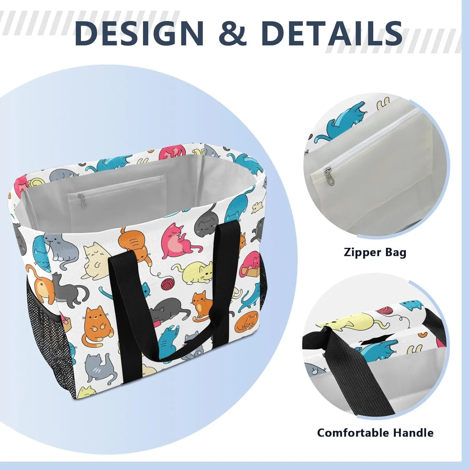 Foldable Grocery Reusable Tote Grocery Bag, Travel Canvas Shoulder Bags, Large Casual Laundry Pool Beach Bag
