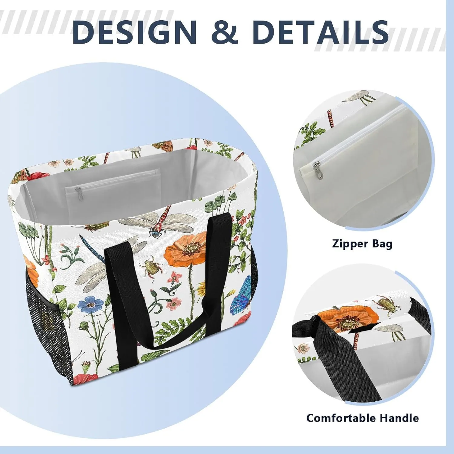 Foldable Grocery Reusable Tote Grocery Bag, Travel Canvas Shoulder Bags, Large Casual Laundry Pool Beach Bag