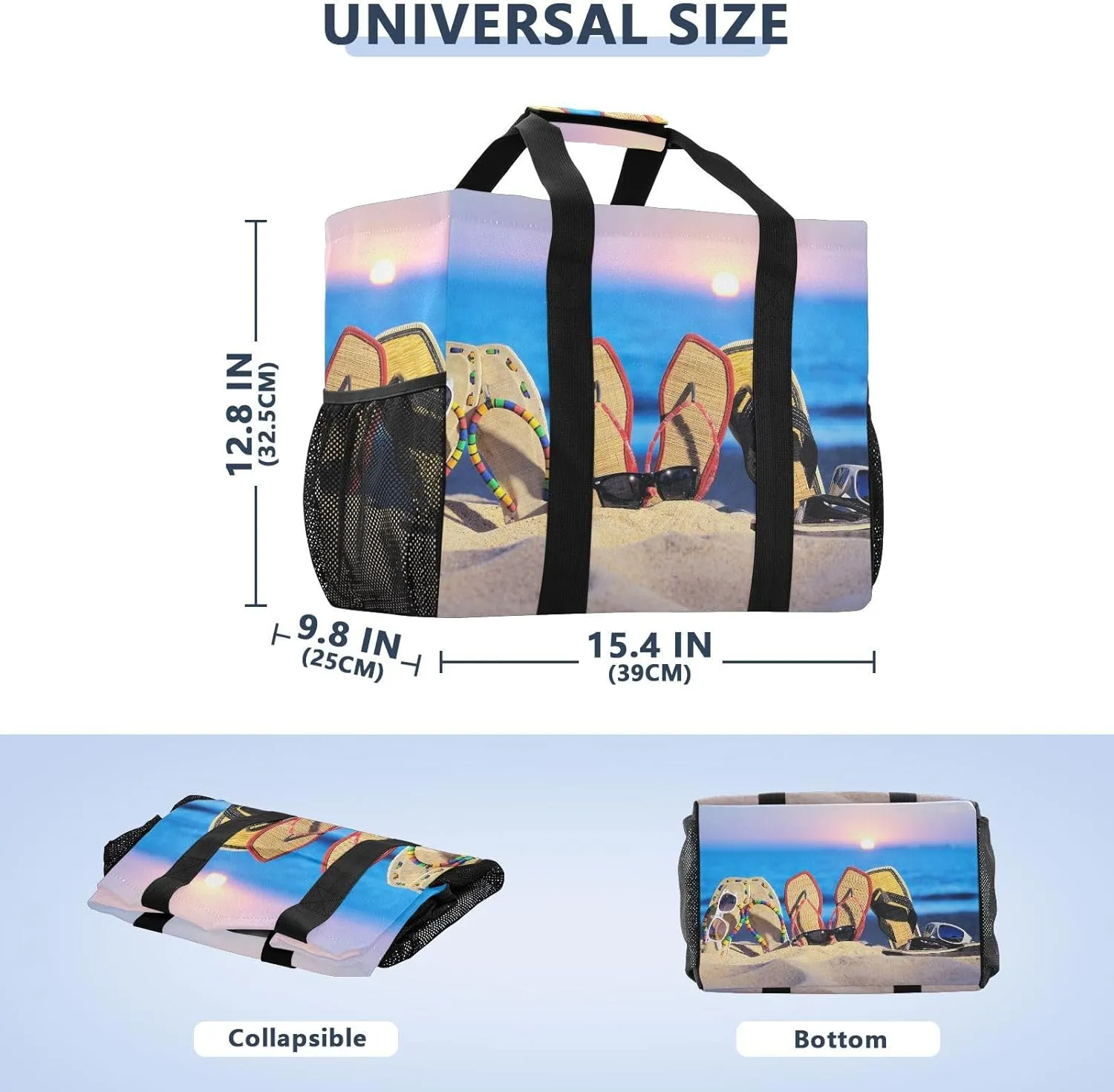 Foldable Grocery Reusable Tote Grocery Bag, Travel Canvas Shoulder Bags, Large Casual Laundry Pool Beach Bag