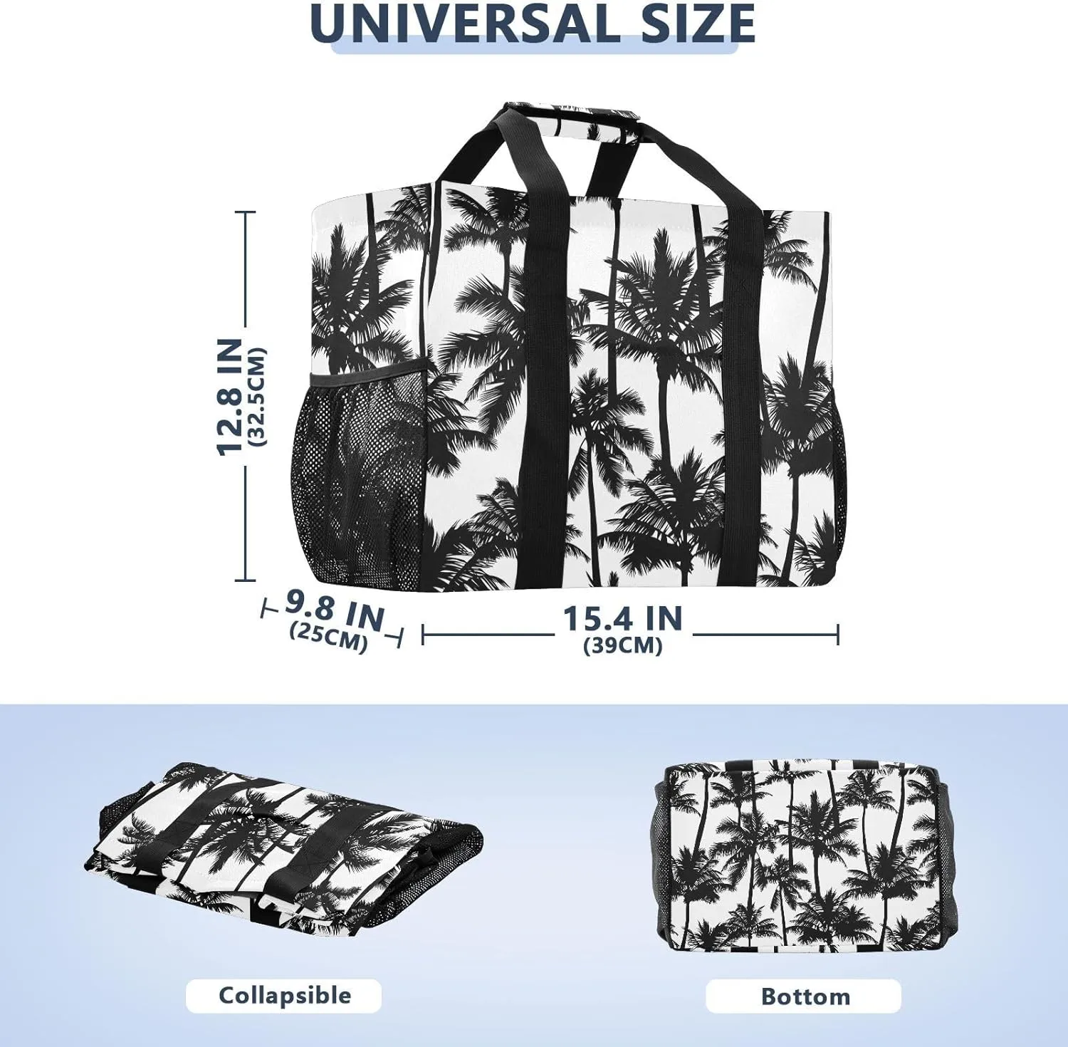 Foldable Grocery Reusable Tote Grocery Bag, Travel Canvas Shoulder Bags, Large Casual Laundry Pool Beach Bag