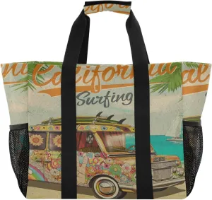 Foldable Grocery Reusable Tote Grocery Bag, Travel Canvas Shoulder Bags, Large Casual Laundry Pool Beach Bag