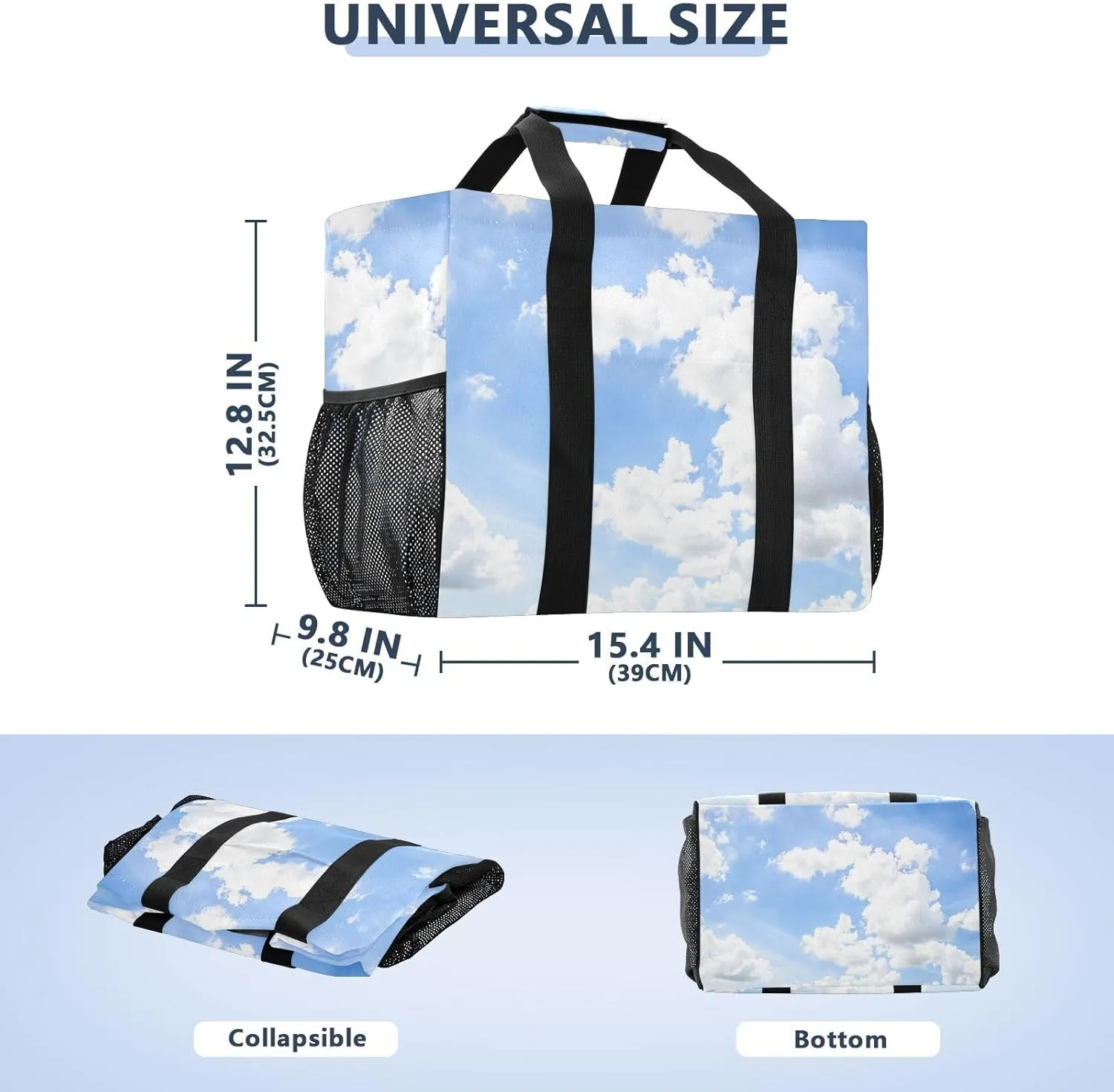 Foldable Grocery Reusable Tote Grocery Bag, Travel Canvas Shoulder Bags, Large Casual Laundry Pool Beach Bag